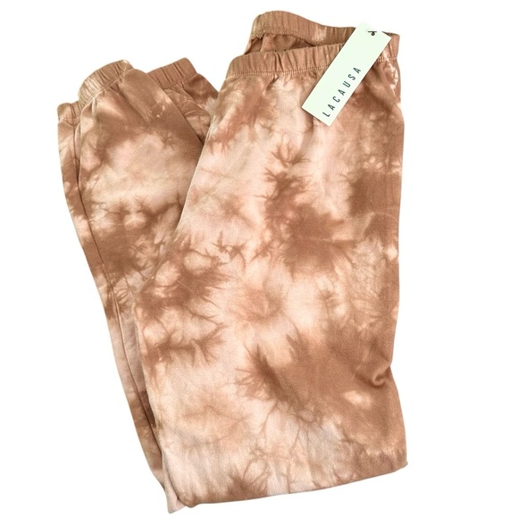 LACAUSA Pants - LACAUSA Tie- Dye Jogger Pink/Brown - XS NWT - Fleece Lined